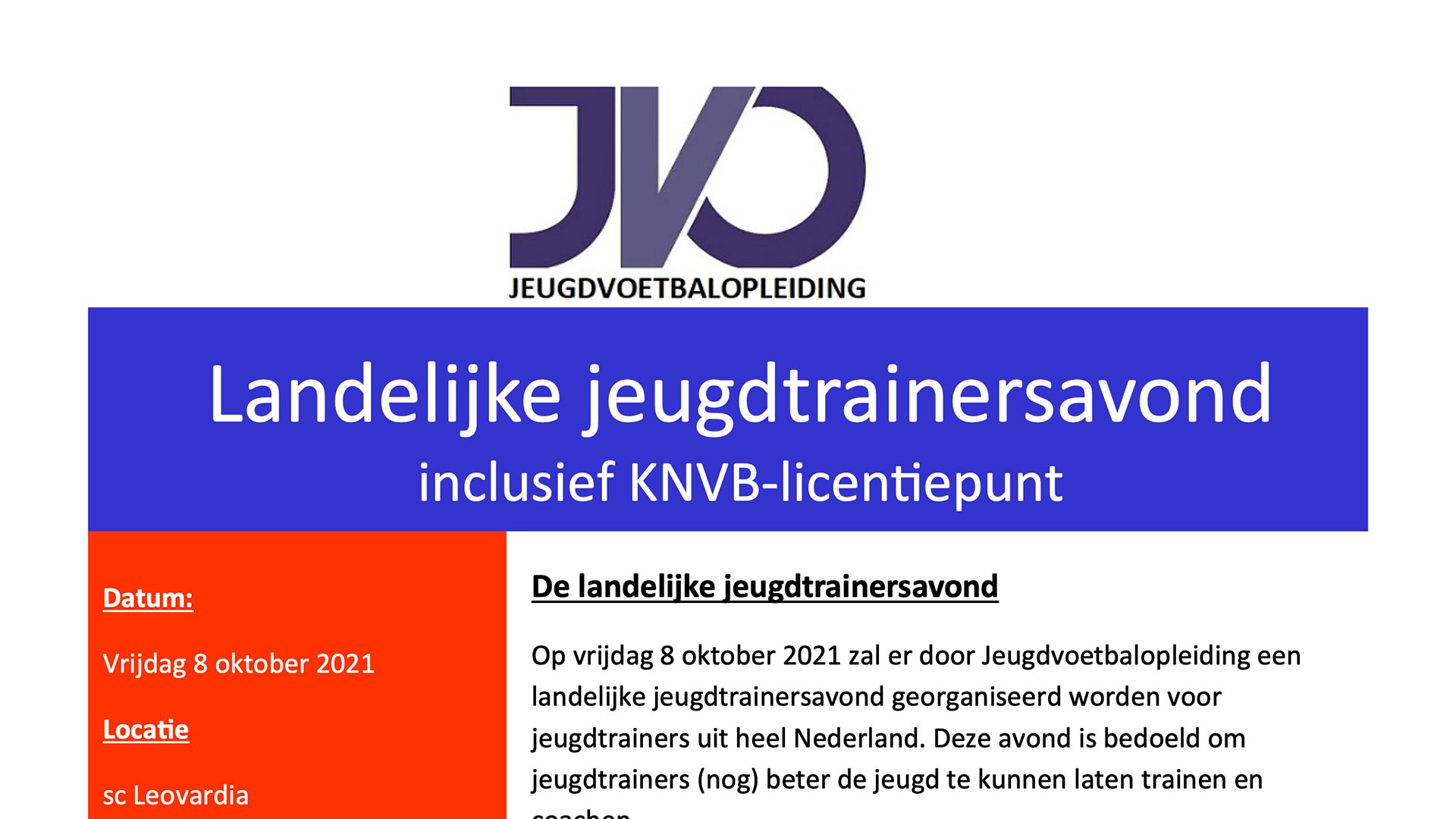 Landelijke jeugdtrainersavond