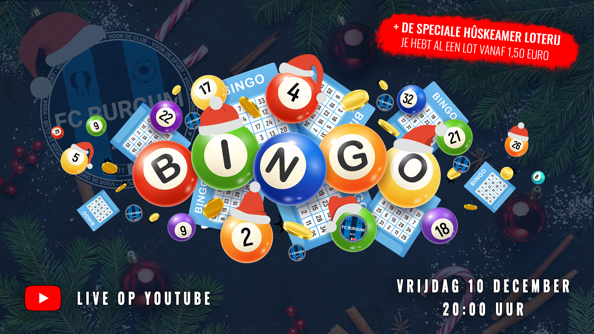 Vrijdag 10 december - Online Kerstbingo en Hûskeamer loterij!